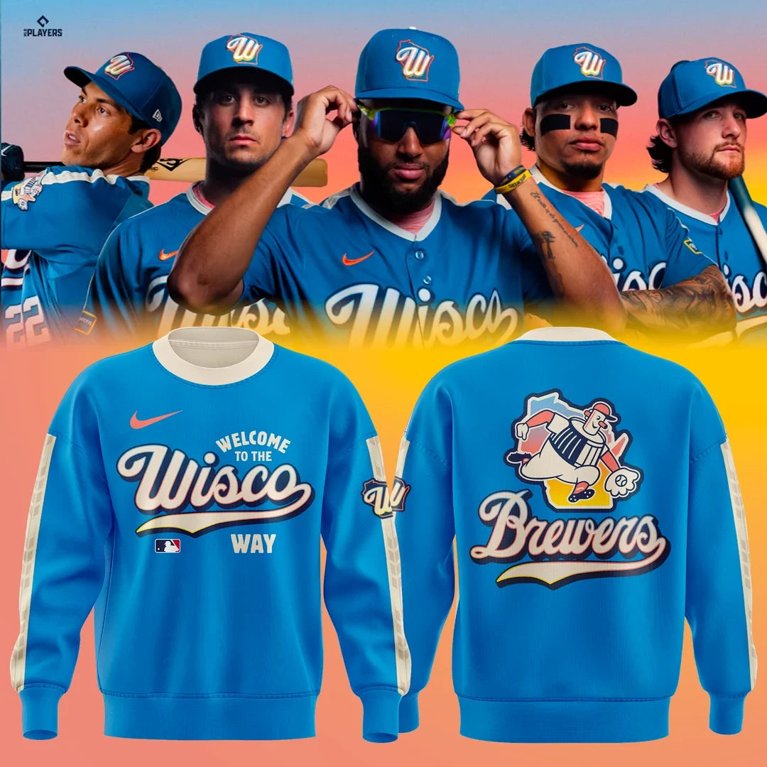 Milwaukee Brewers Blue 2026 City Connect Authentic Collection Sweatshirt 2026 Brewers Clothing Fan Gifts