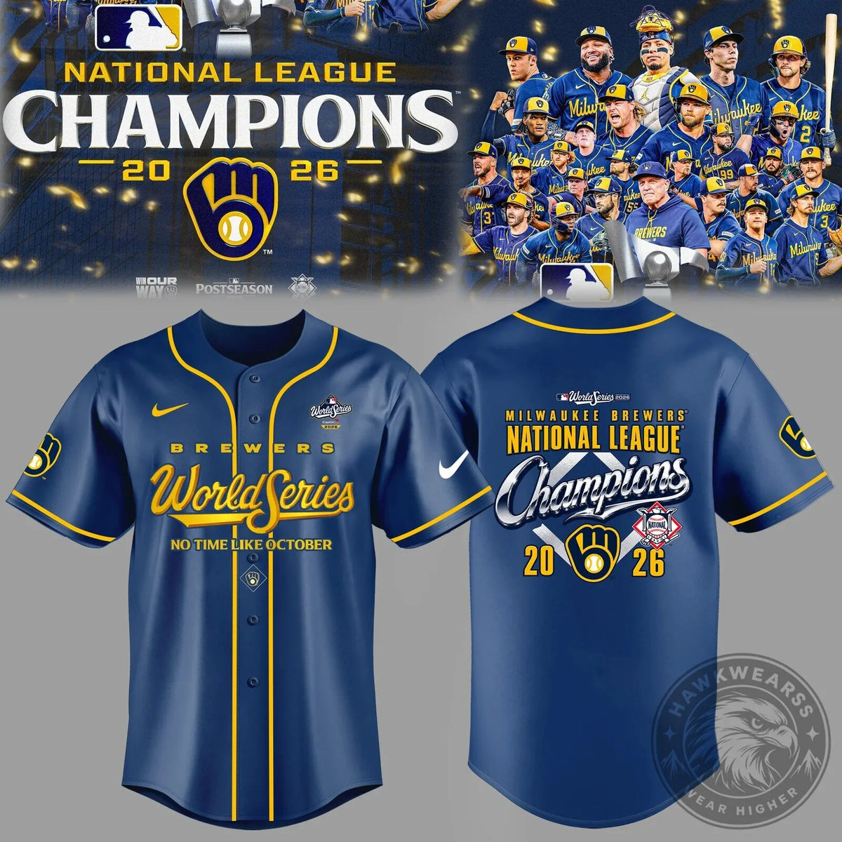 2026 World Series Baseball Jersey of Milwaukee Brewers, National League Champions