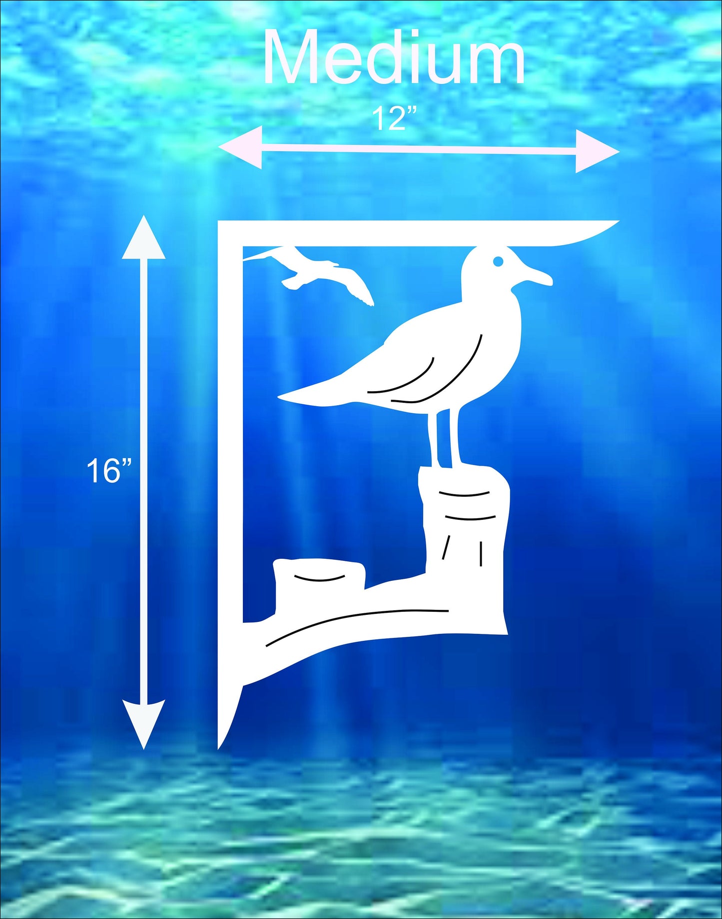 Seagull Mailbox Bracket - Coastal Outdoor Decor, 12x16 inch