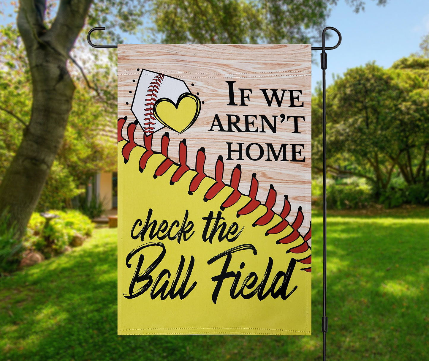 Softball Family Garden Flag, Ball Field, Sports Season Decor