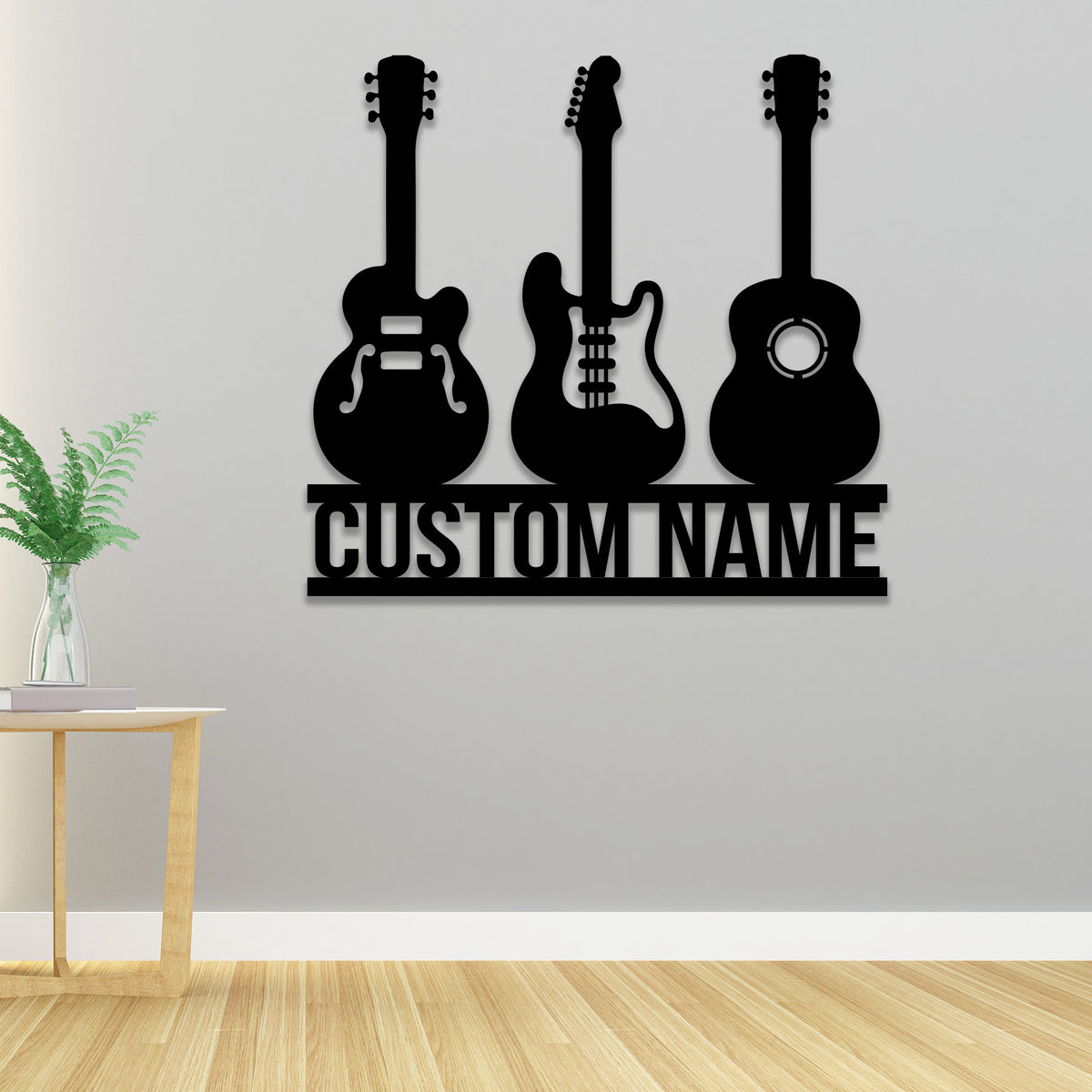 Personalized Guitar Metal Sign with LED Light, Music Room Wall Decor