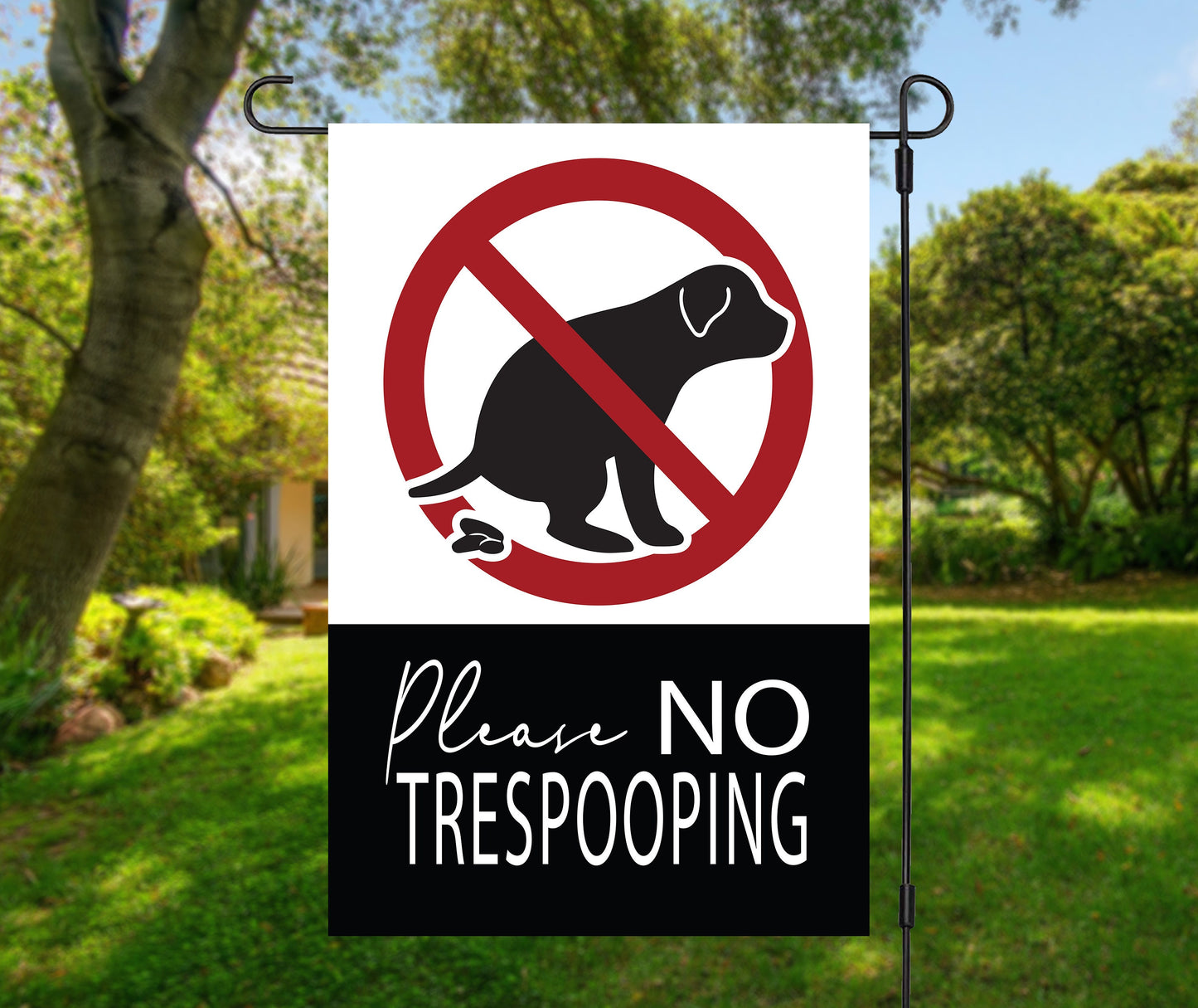 No Trespooping Garden Flag, Curb Your Dog, Dog Poop Sign