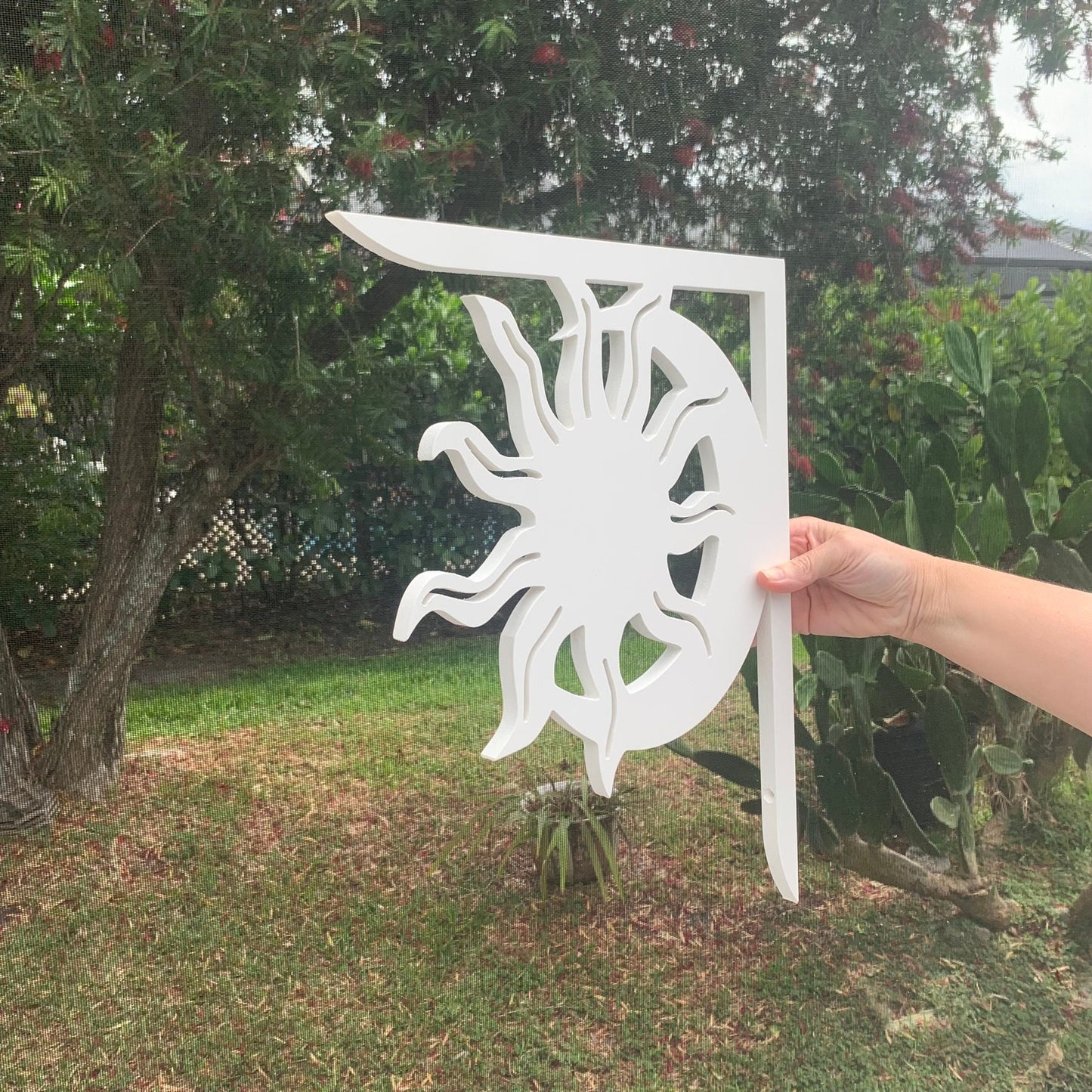 Sun and Moon Mailbox Bracket - Coastal Outdoor Decor, 12x16 inch