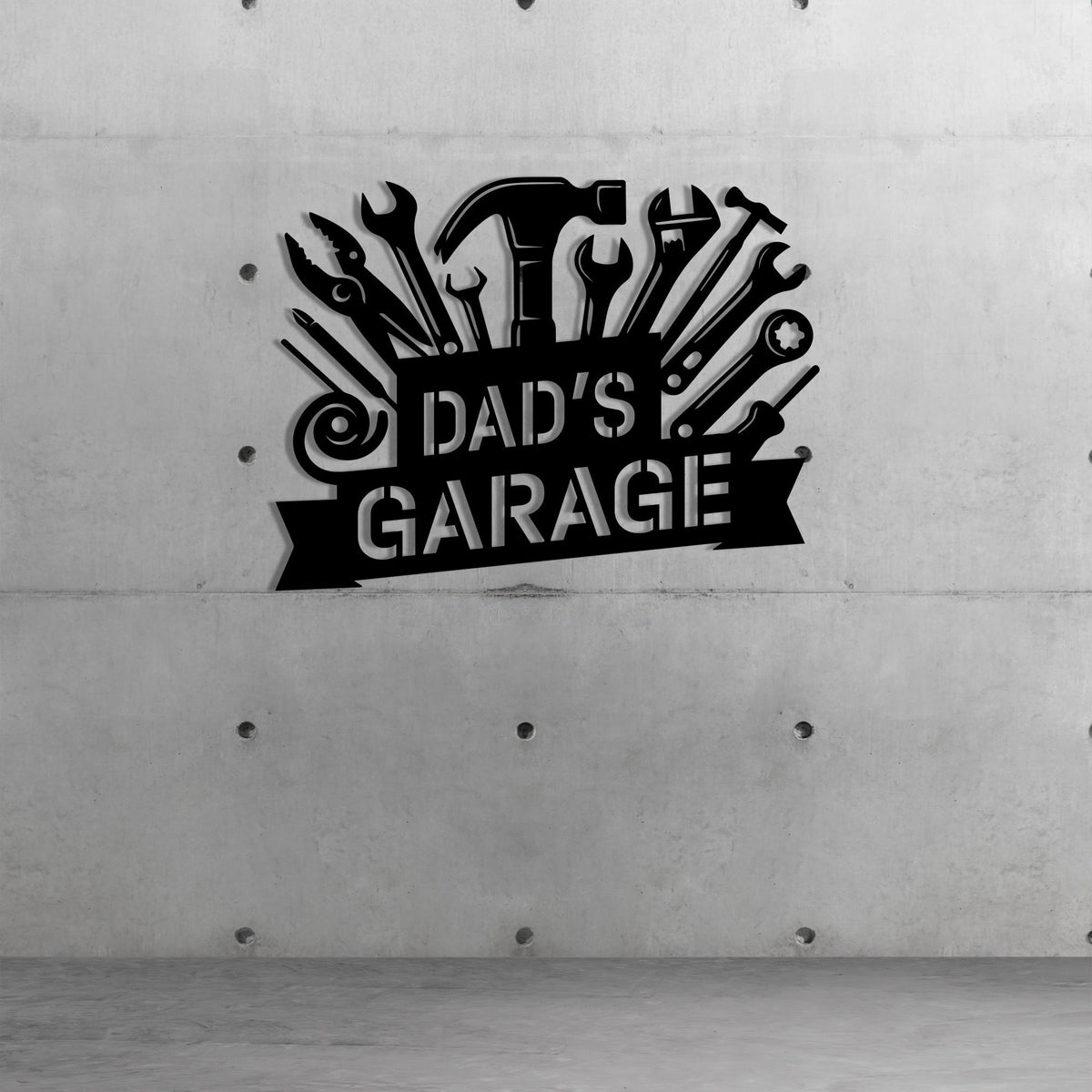 Personalized Dad's Garage Metal Sign, LED Light, Workshop Wall Art