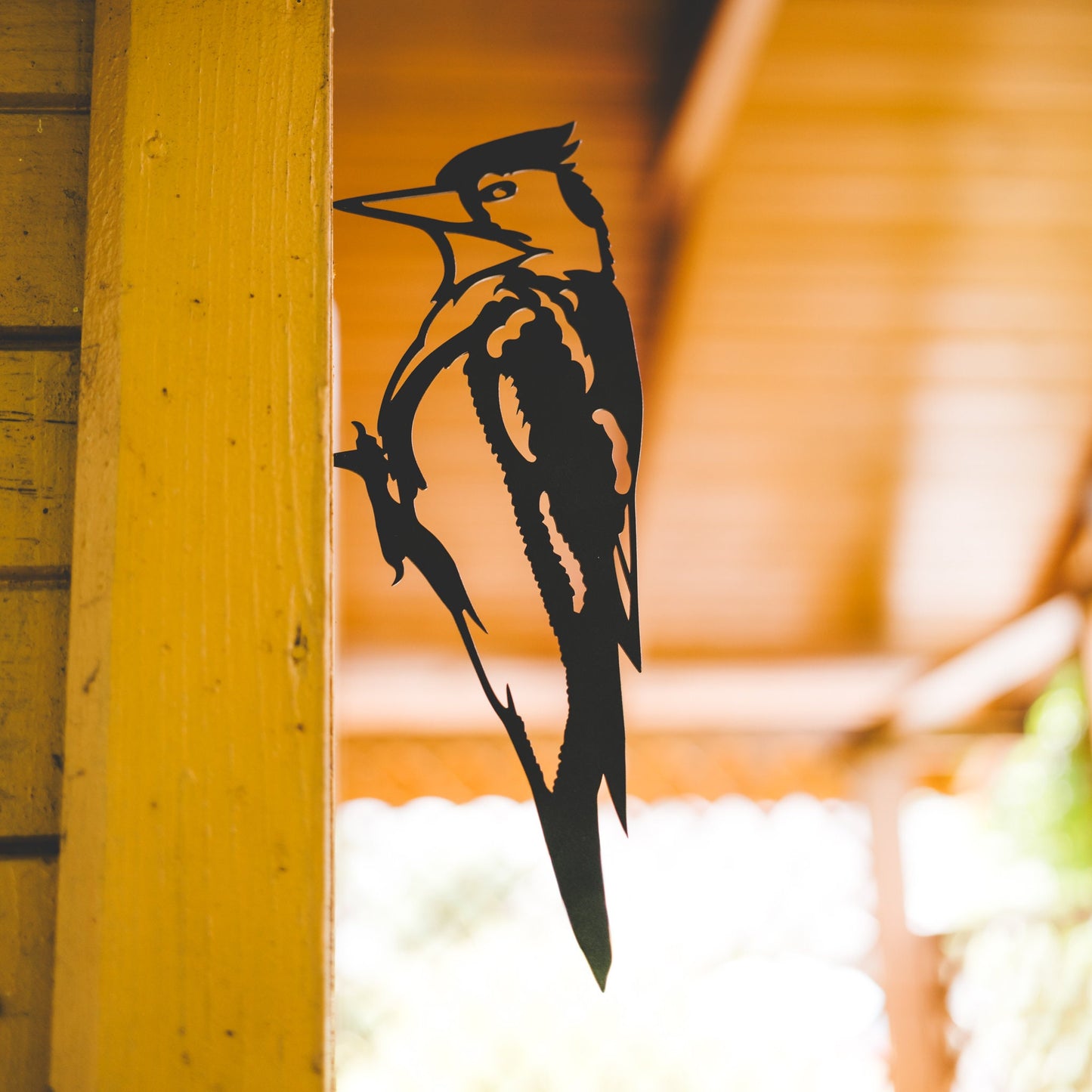 Woodpecker Garden Stake made of Corten Steel | Handcrafted Tree Decoration | Perfect Gift for Birdwatchers | Rustic Garden Decoration