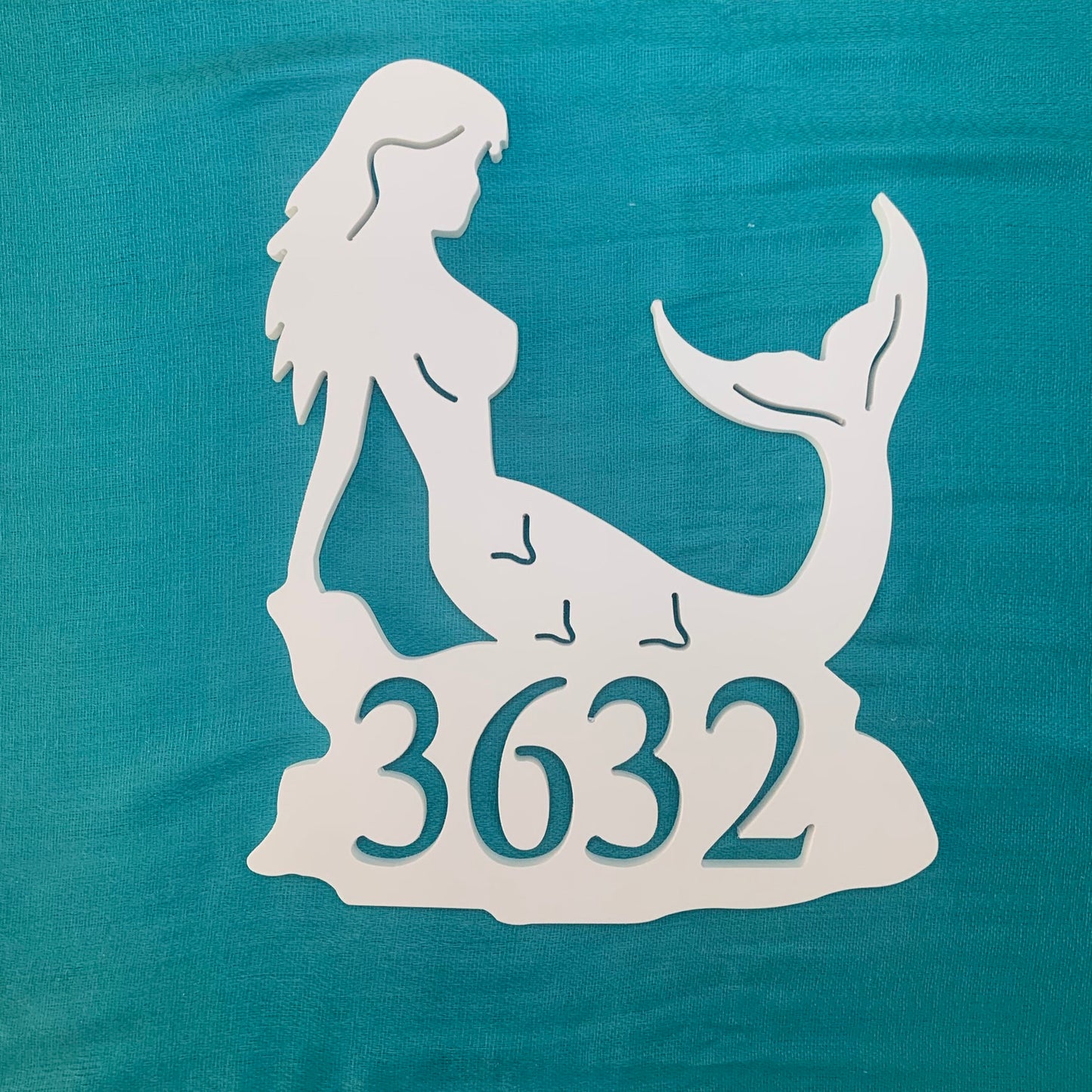 Mermaid Address Plaque - Coastal Outdoor Custom Sign