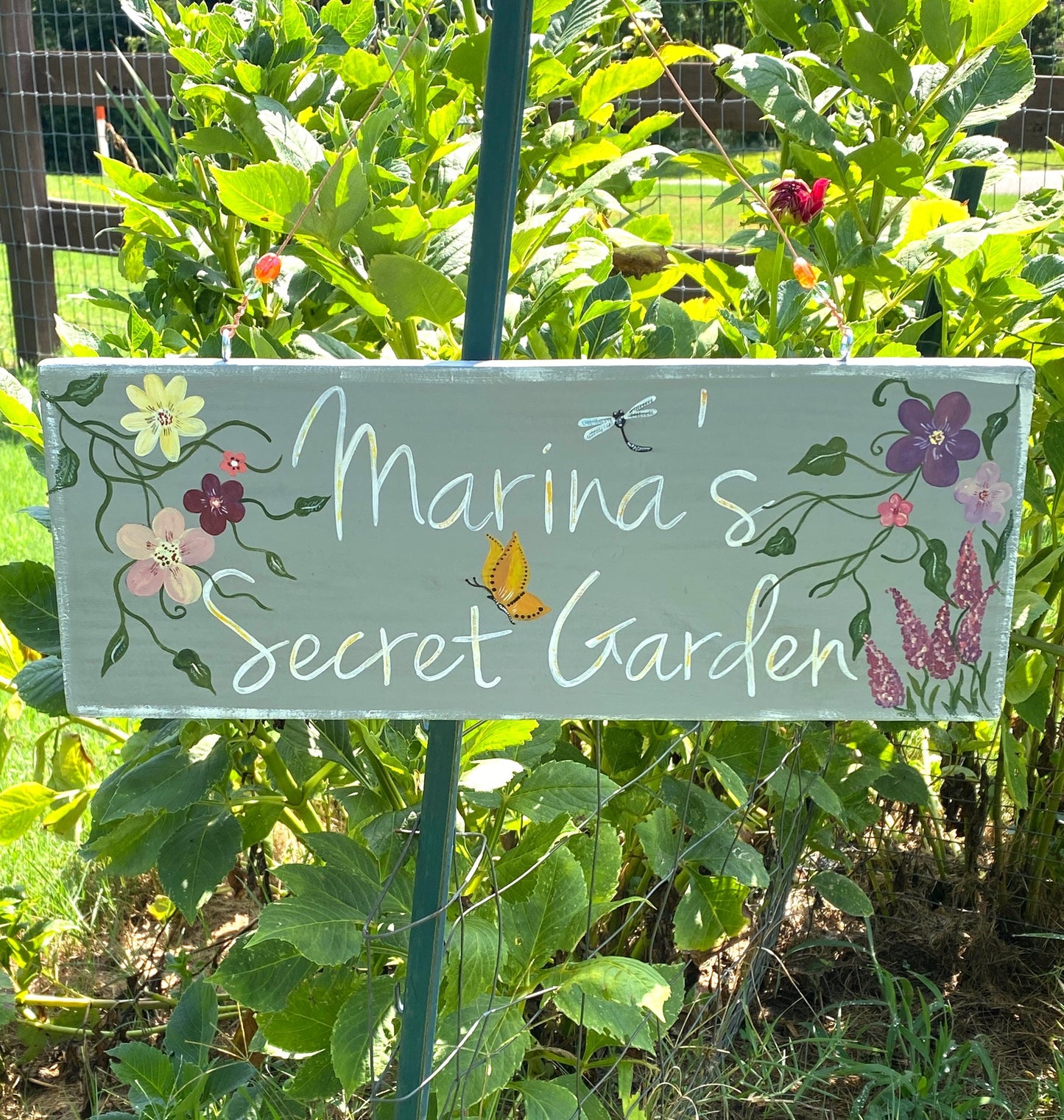 Hand Painted Coneflower Garden Sign, Personalized Wooden Outdoor Decor