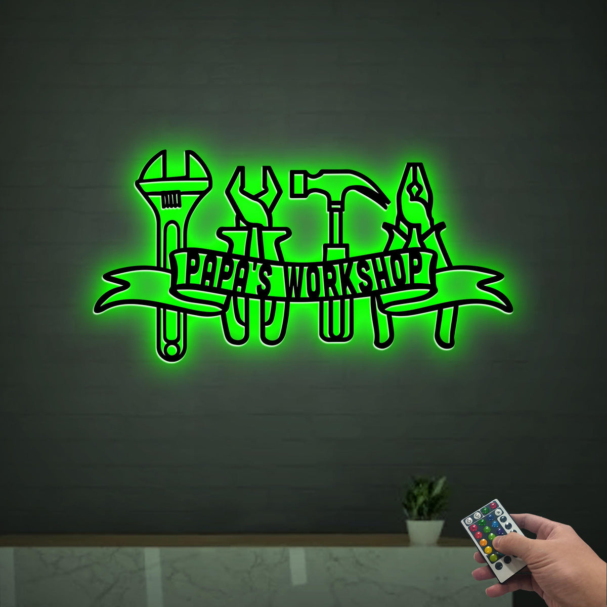 Custom LED Workshop Sign, Personalized Garage Decor, Gift for Dad