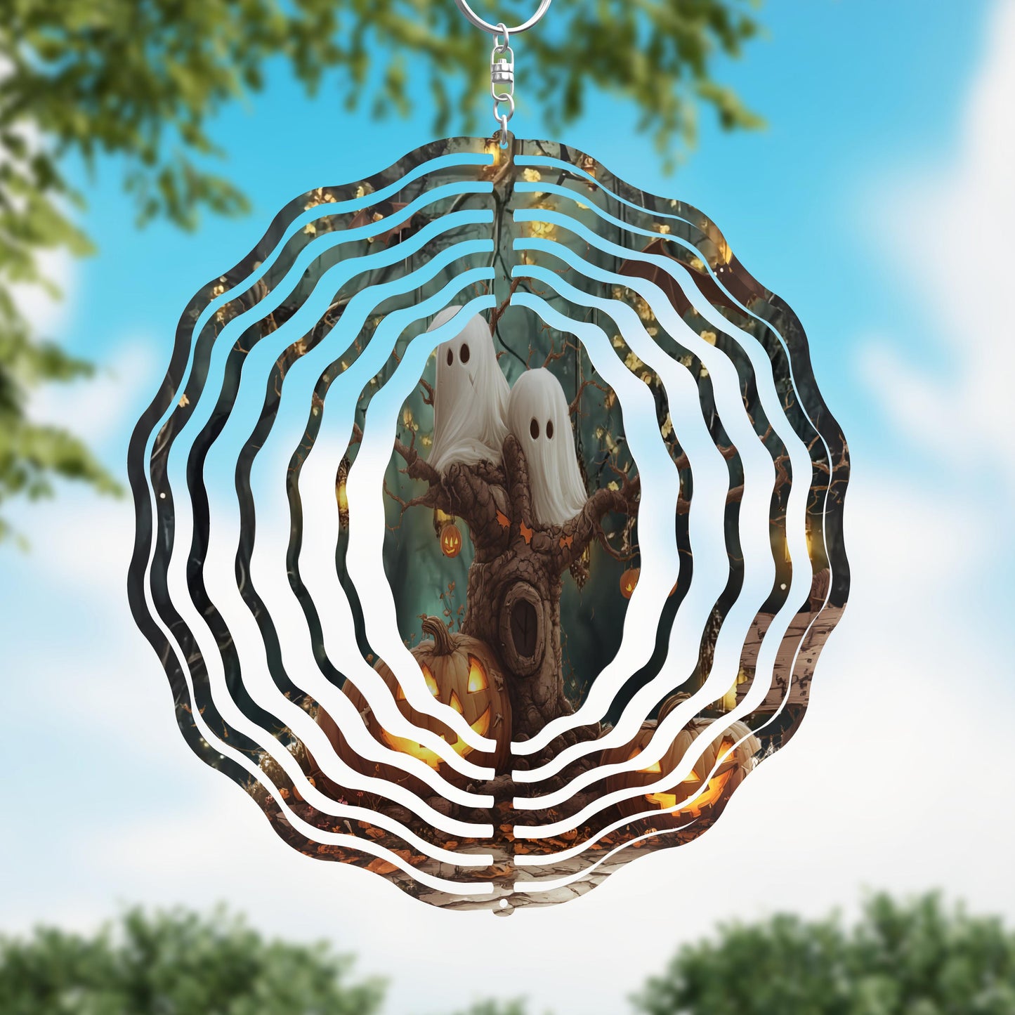 Eerie Ghosts and Pumpkin Wind Spinner