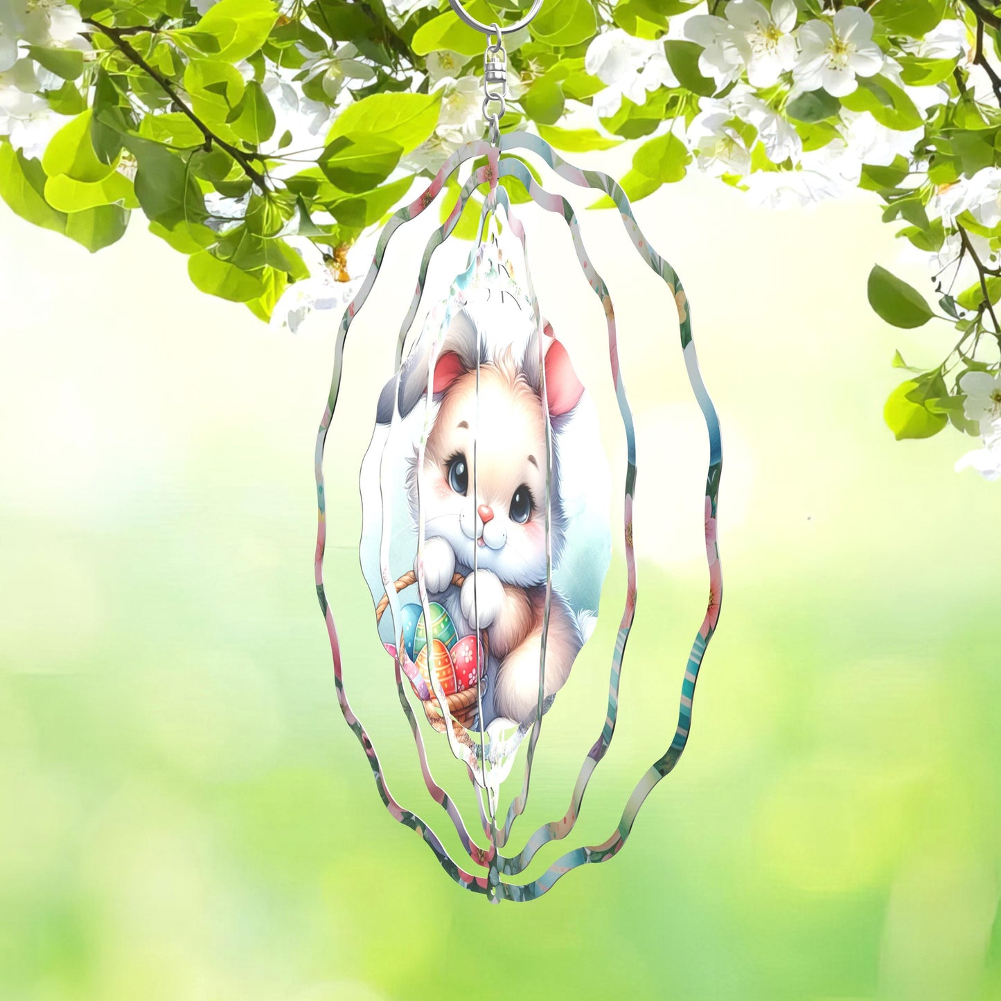Easter Bunny Wind Spinner, Sublimated Aluminum Yard Art