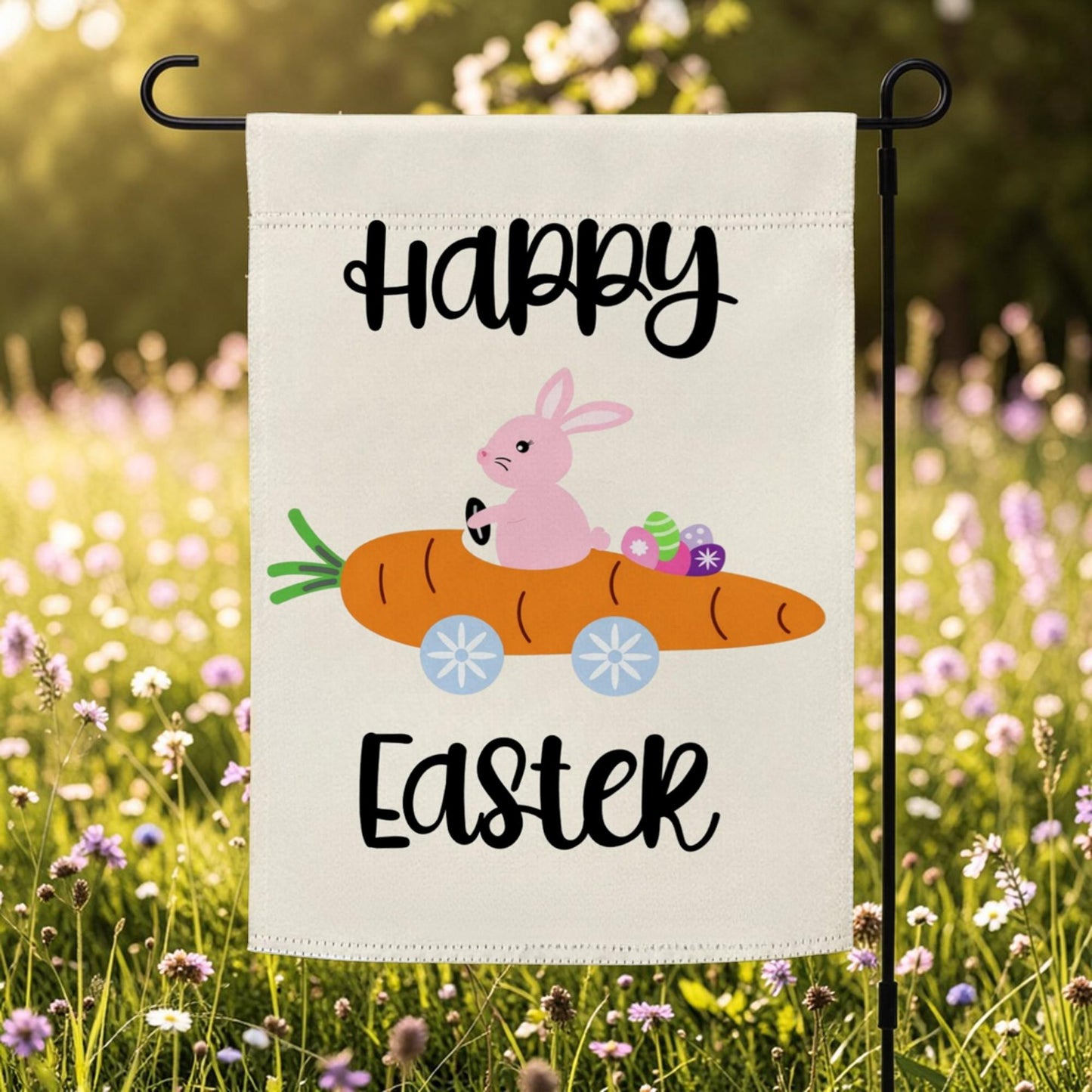 Happy Easter Garden Flag, House Decoration, Funny Bunny Yard Flags, Spring Decor Metal Sign