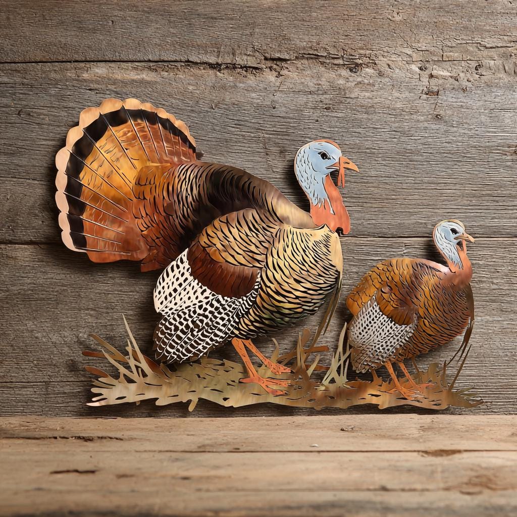 Wild Turkey Metal Wall Art Rustic Hunting Lodge Farmhouse Decor