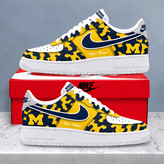 Michigan Wolverines | Premium NCAA Personalized Camo AF1 Shoes