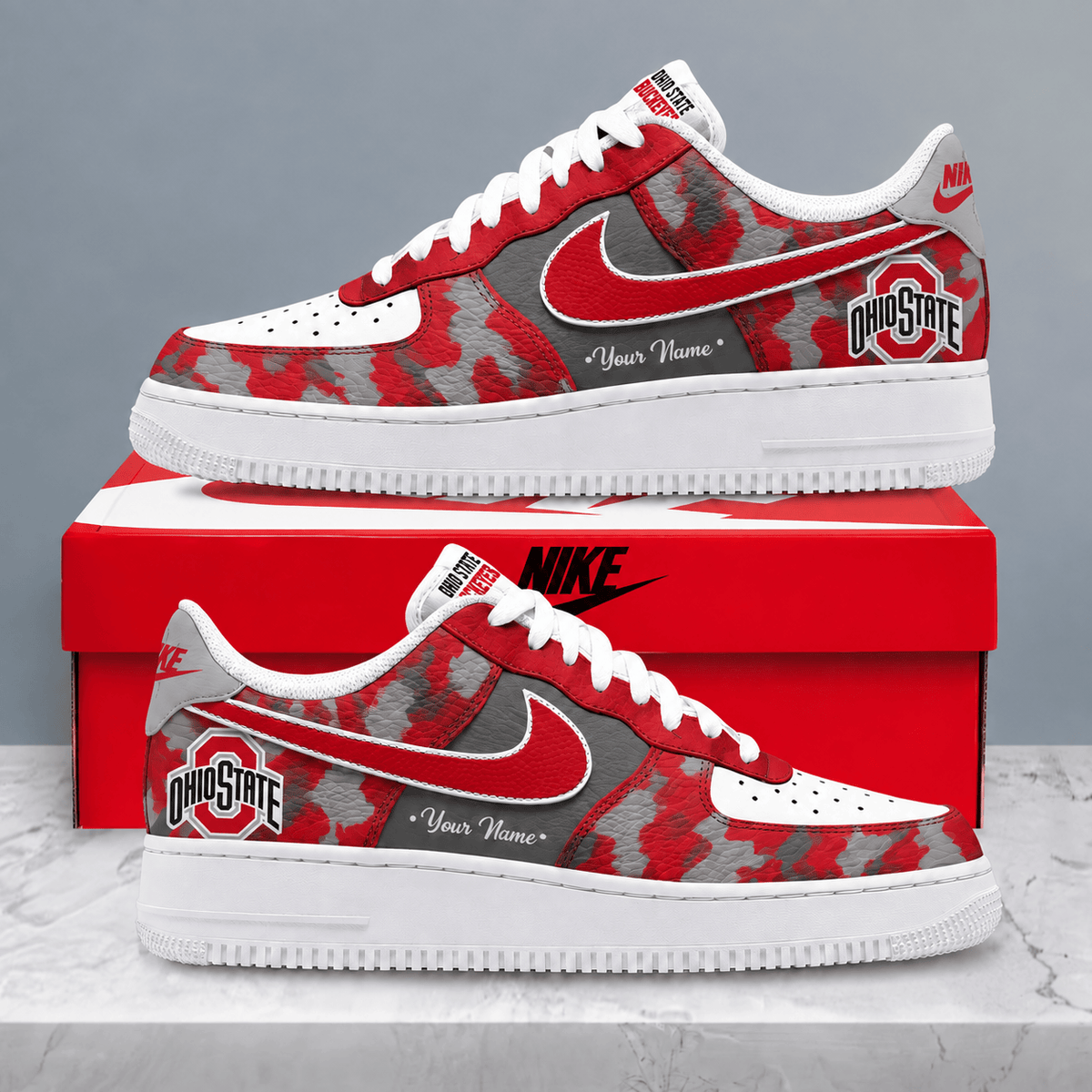 Ohio State Buckeyes | Premium NCAA Personalized Camo AF1 Shoes