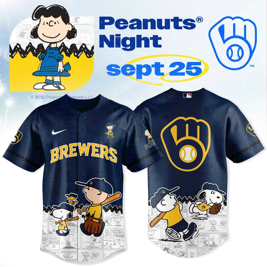 Milwaukee Brewers X Peanuts Night 2026 Jersey Milwaukee Brewers Apparel Fan Gear