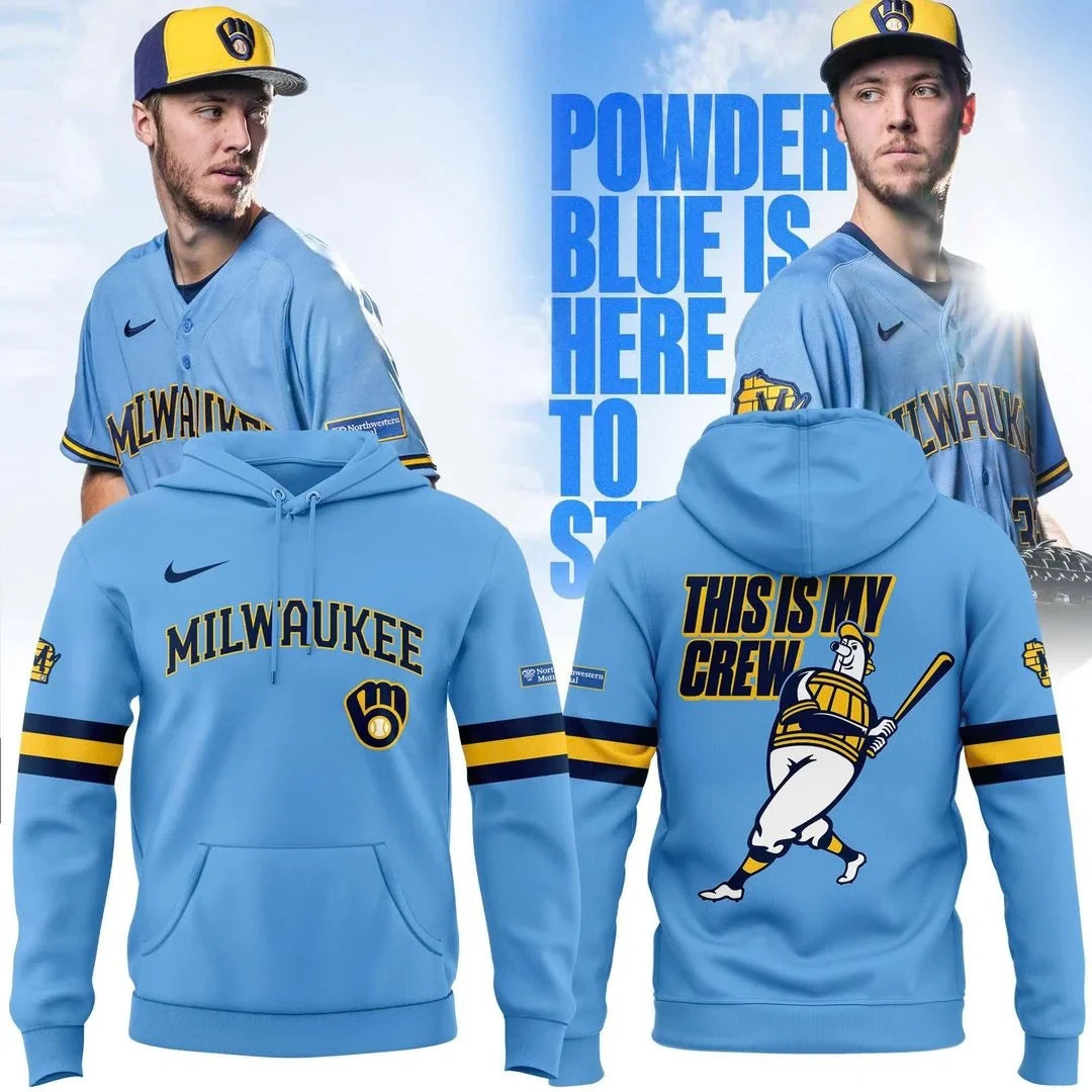 Milwaukee Brewers 2026 Powder Blue Hoodie Milwaukee Brewers Apparel Fan Gifts