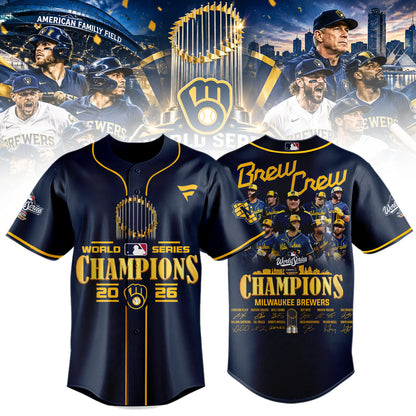 Milwaukee Brewers World Series Champions 2026 Limited Edition Baseball Jersey Shirt - Navy | OO65