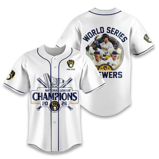 2026 Milwaukee Brewers NLCS Champions Baseball Jersey White