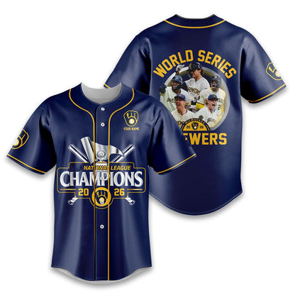 2026 Milwaukee Brewers NLCS Champions Baseball Jersey Navy