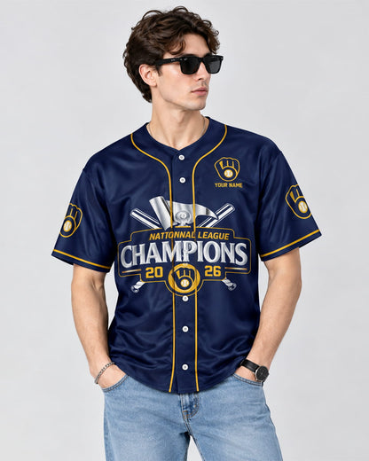 2026 Milwaukee Brewers NLCS Champions Baseball Jersey Navy