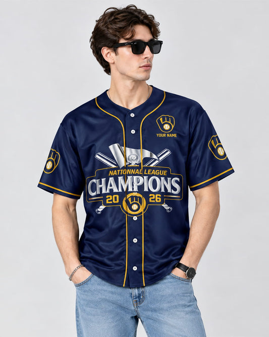 2026 Milwaukee Brewers NLCS Champions Baseball Jersey Navy