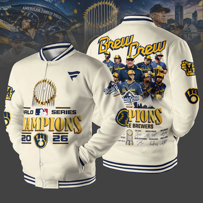 Milwaukee Brewers World Series Champions 2026 Limited Edition Baseball Jacket - Begie | HP99