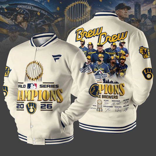 Milwaukee Brewers World Series Champions 2026 Limited Edition Baseball Jacket - Begie | HP99