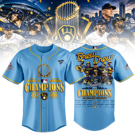 Milwaukee Brewers World Series Champions 2026 Limited Edition Baseball Jersey Shirt - Blue | ZF65
