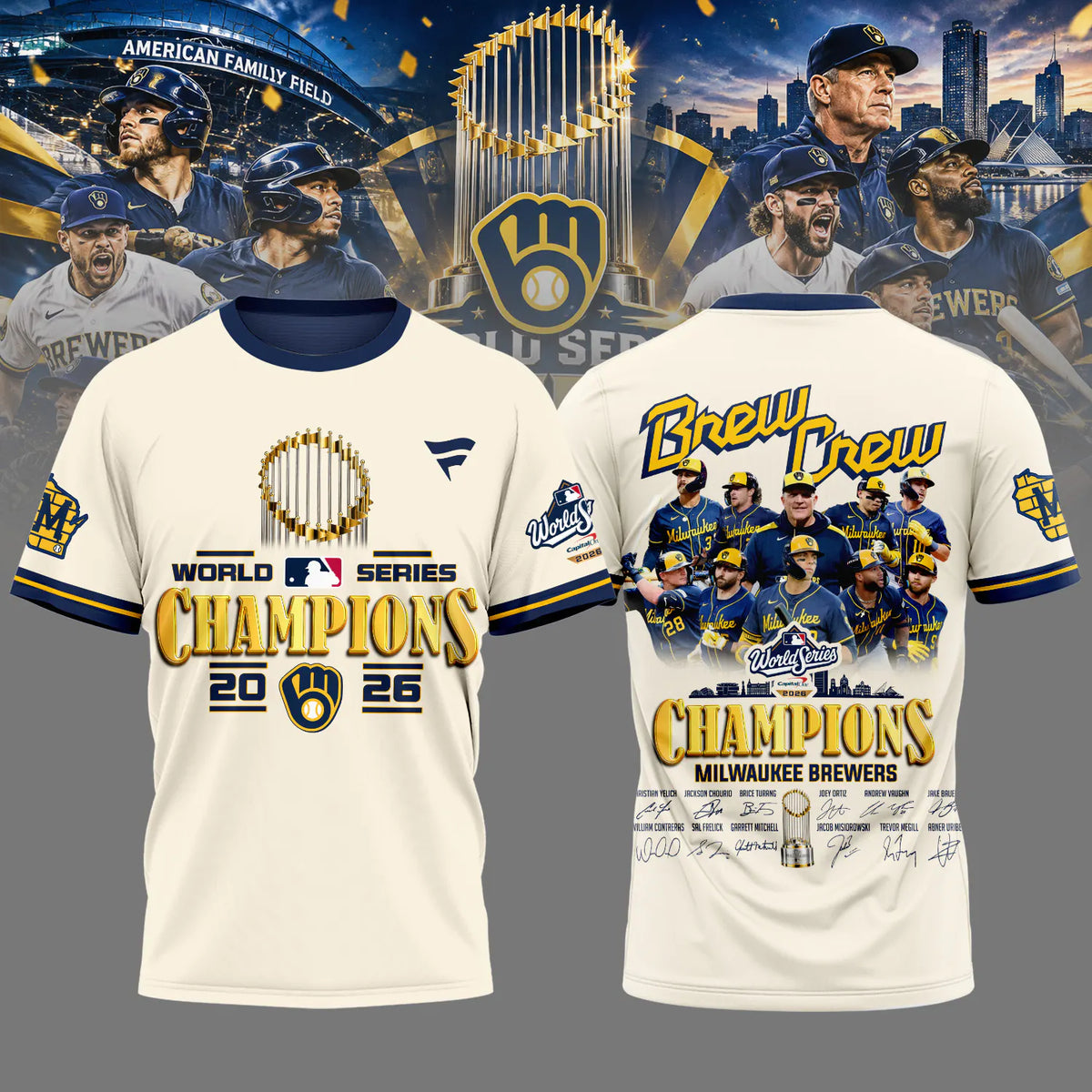 Milwaukee Brewers World Series Champions 2026 Limited Edition T-Shirt - Begie | EK51