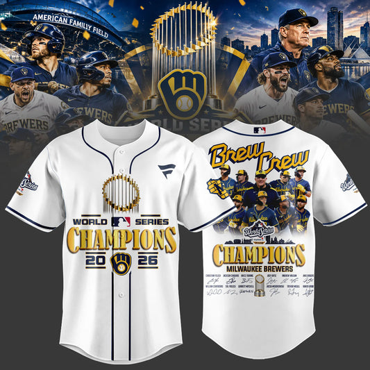 Milwaukee Brewers World Series Champions 2026 Limited Edition Baseball Jersey Shirt - White | FQ44