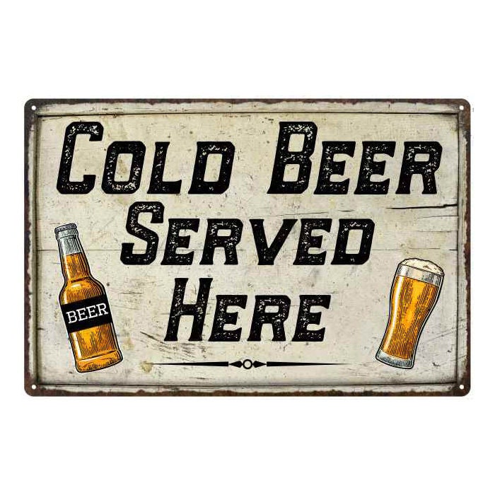 Beer Sign, Cold Beer Served Here sign, Bar Pub Funny Gift Sign Wall Art Home Decor, Home Bar, Man Cave 108120064003