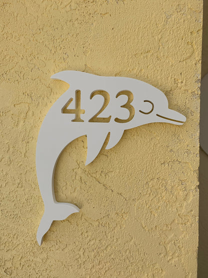 Dolphin Address Plaque - Coastal Outdoor Home Number Sign
