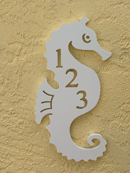 Address Plaque - Seahorse, Personalized Sign, Outdoor Decor, Coastal Themed Custom Sign, Address Plaque - Approx 13 x 7 wide