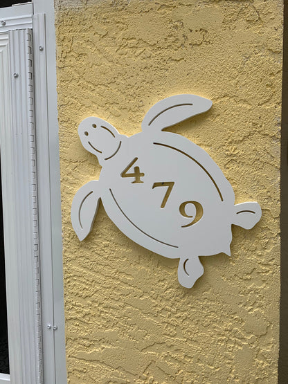Turtle Address Plaque - Personalized Coastal Outdoor Sign