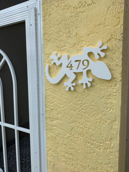 Gecko Address Plaque - Coastal Outdoor Number Sign