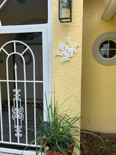 Frog Address Plaque - Coastal House Number Sign, Outdoor Decor