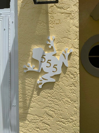 Frog Address Plaque - Coastal House Number Sign, Outdoor Decor