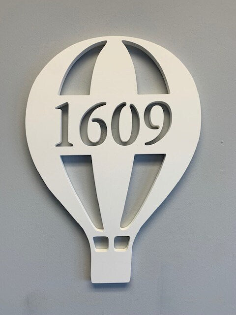 Hot Air Balloon Address Plaque - Coastal Outdoor Sign, Personalized Number