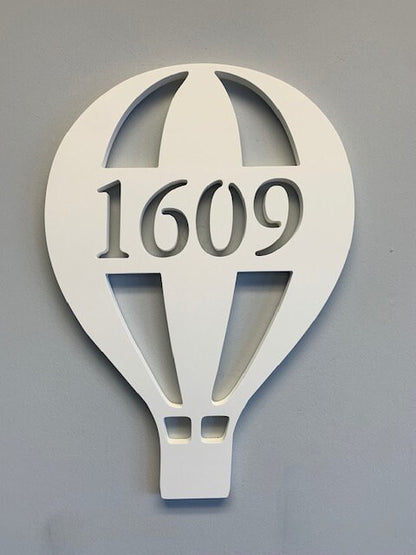 Hot Air Balloon Address Plaque - Coastal Outdoor Sign, Personalized Number
