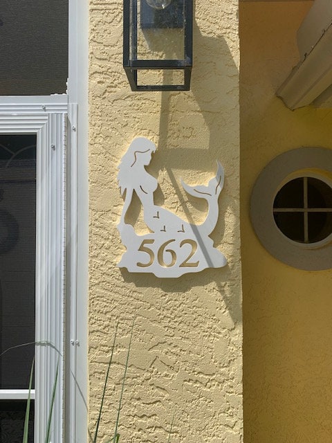 Mermaid Address Plaque - Coastal Outdoor Custom Sign