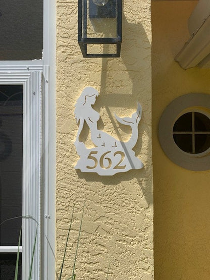 Mermaid Address Plaque - Coastal Outdoor Custom Sign