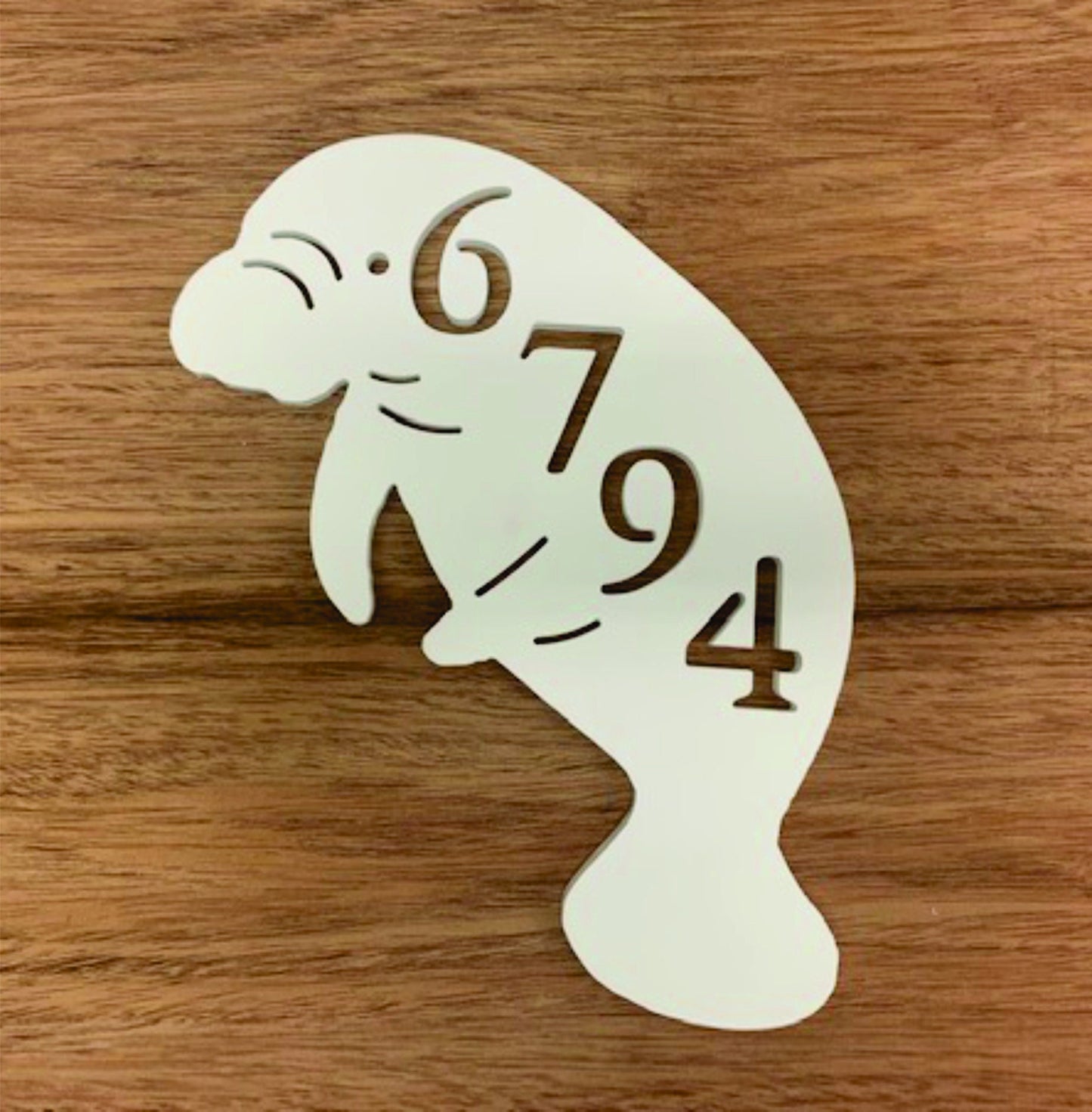 Manatee Address Plaque - Coastal Outdoor Decor, Personalized House Number Sign