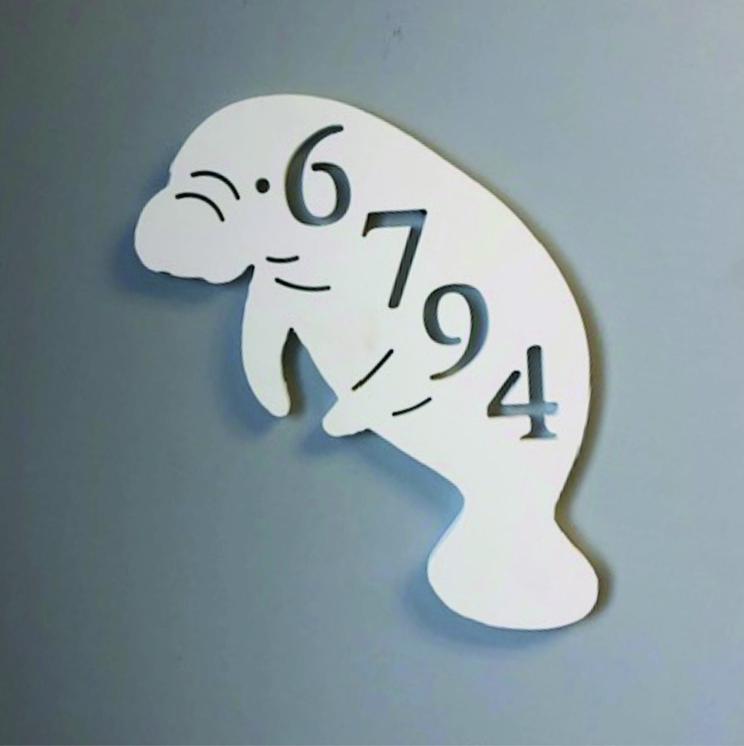 Manatee Address Plaque - Coastal Outdoor Decor, Personalized House Number Sign