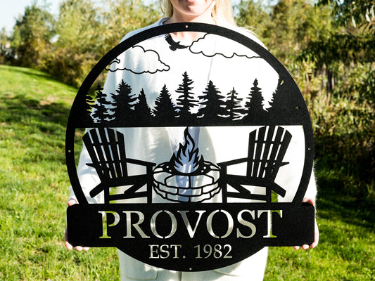 Metal Outdoor Sign | Custom Campfire Sign | Camper Decor | Personalized Camping Gifts Fire Pit Sign Outdoor Decor Cabin Sign | Campsite Sign