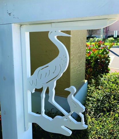 Sandhill Crane Mailbox Bracket - Coastal Outdoor Decor, Medium 12x16