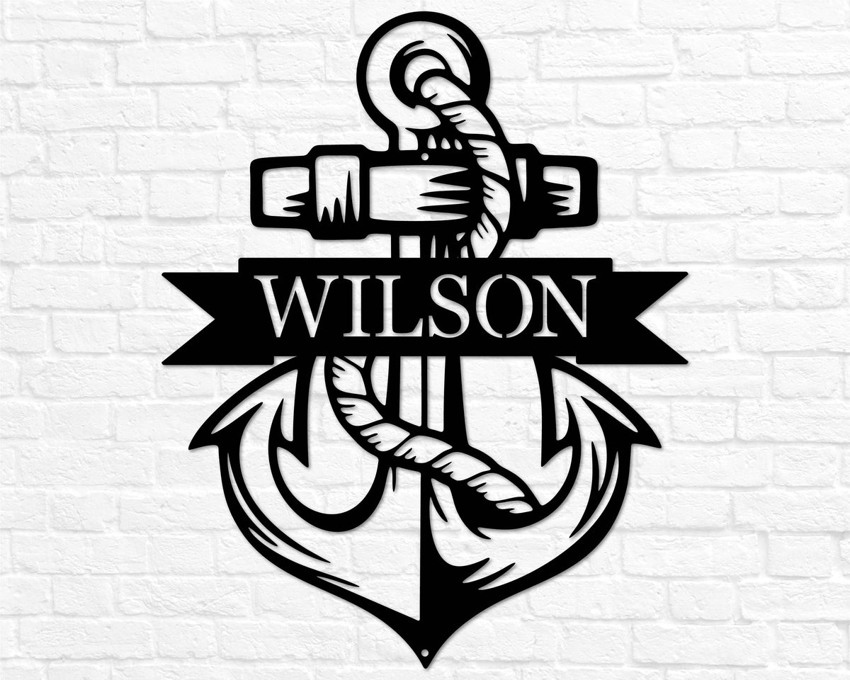 Coastal Personalized Decor | Anchor Wall Art | Custom Metal Beach Sign | Beach House Lake House Decoration | Nautical Sign