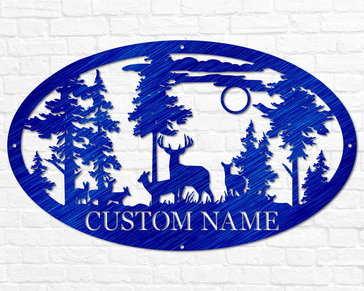 Personalized Oval Deer Metal Cabin Sign | Outdoor Hunting | Deer Hunter Gift | Custom Family Name Sign | Last Name Deer Monogram Cabin Decor