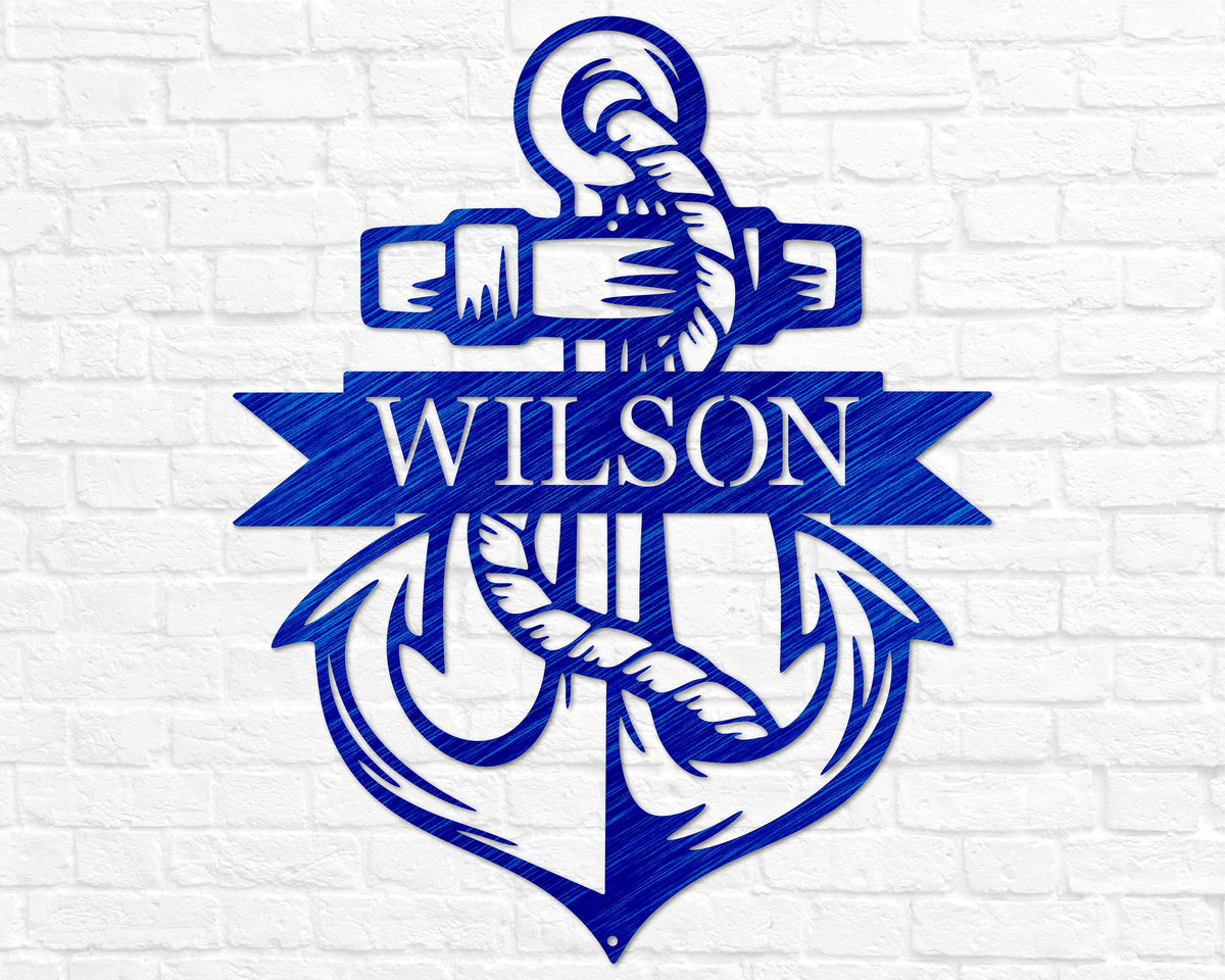 Coastal Personalized Decor | Anchor Wall Art | Custom Metal Beach Sign | Beach House Lake House Decoration | Nautical Sign