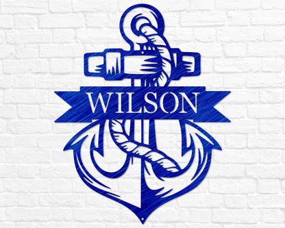 Coastal Personalized Decor | Anchor Wall Art | Custom Metal Beach Sign | Beach House Lake House Decoration | Nautical Sign