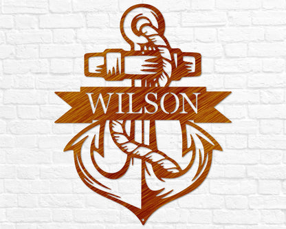 Coastal Personalized Decor | Anchor Wall Art | Custom Metal Beach Sign | Beach House Lake House Decoration | Nautical Sign